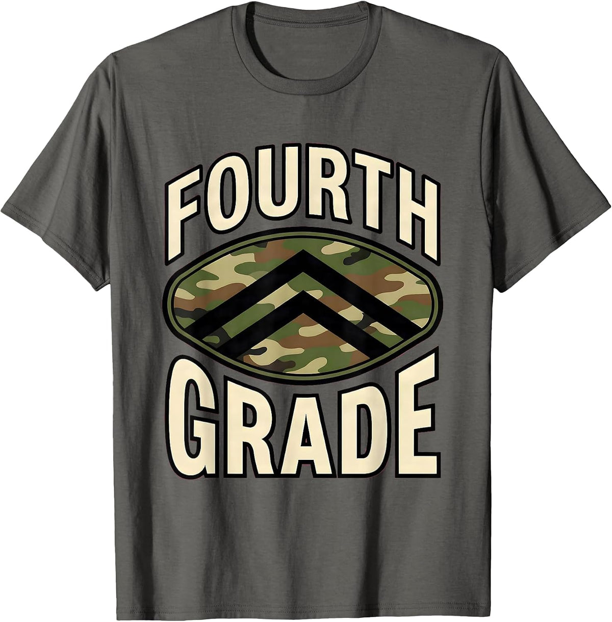 Fourth Grade Camo Back To School Boy Teacher Back To School T-Shirt - Asphalt Grey