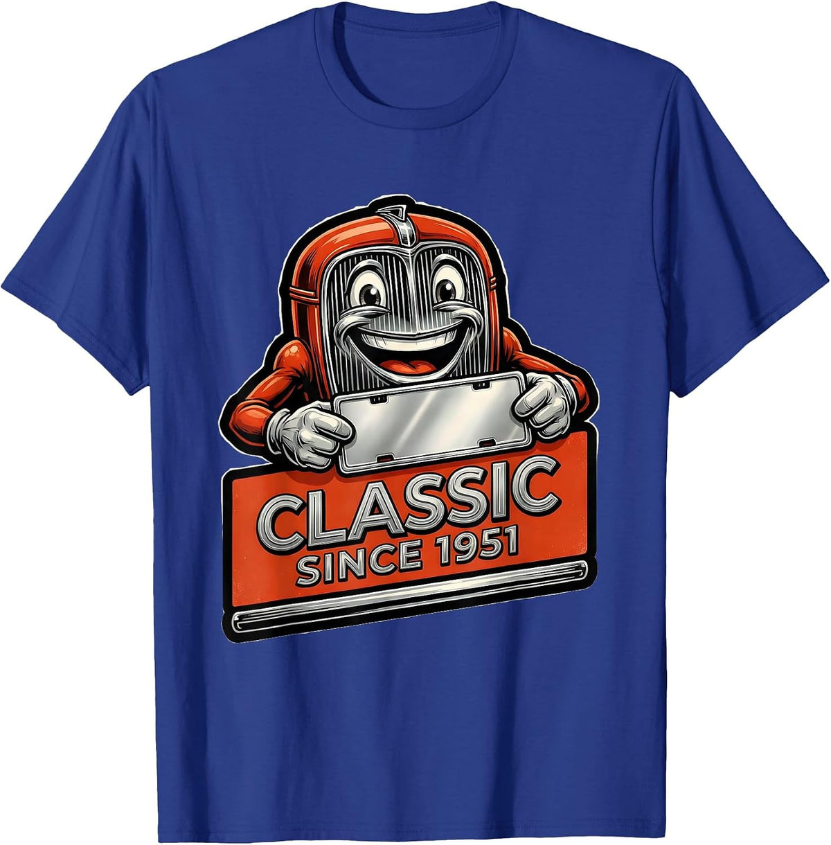 Classic Since 1951 Retro Car Birthday Pun Vintage Garage T-Shirt - Royal Blue