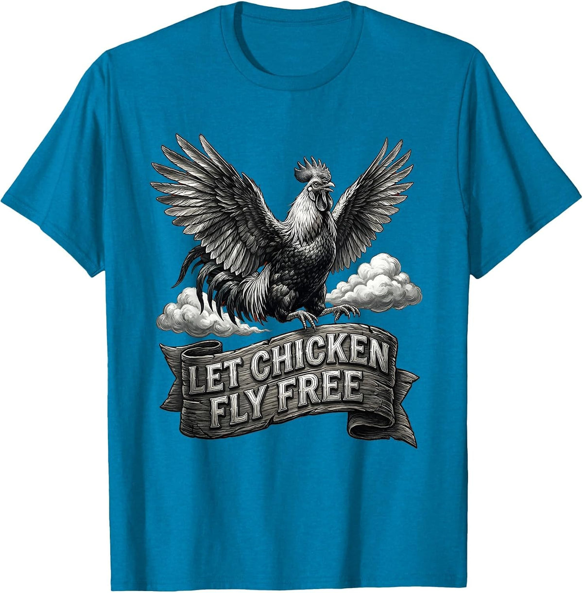 Tonight We Fly Let Chicken Fly Free Design T-Shirt - Sapphire Blue