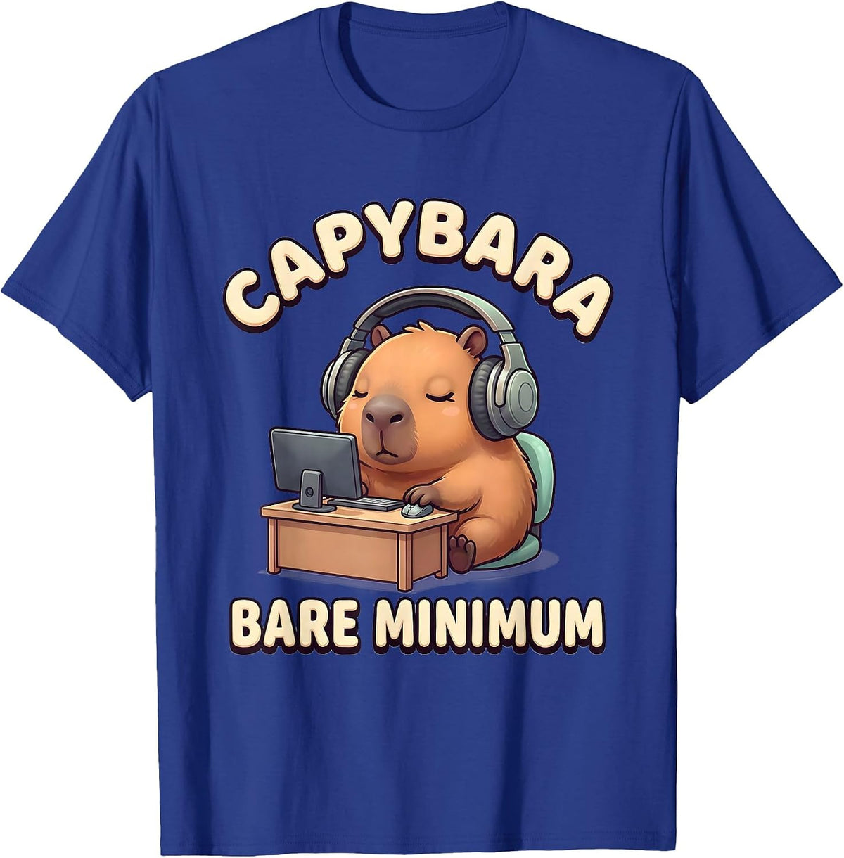 Men's Capybara Bare Minimum Cute Kawaii Gamer Humor Gift T-Shirt - Royal Blue