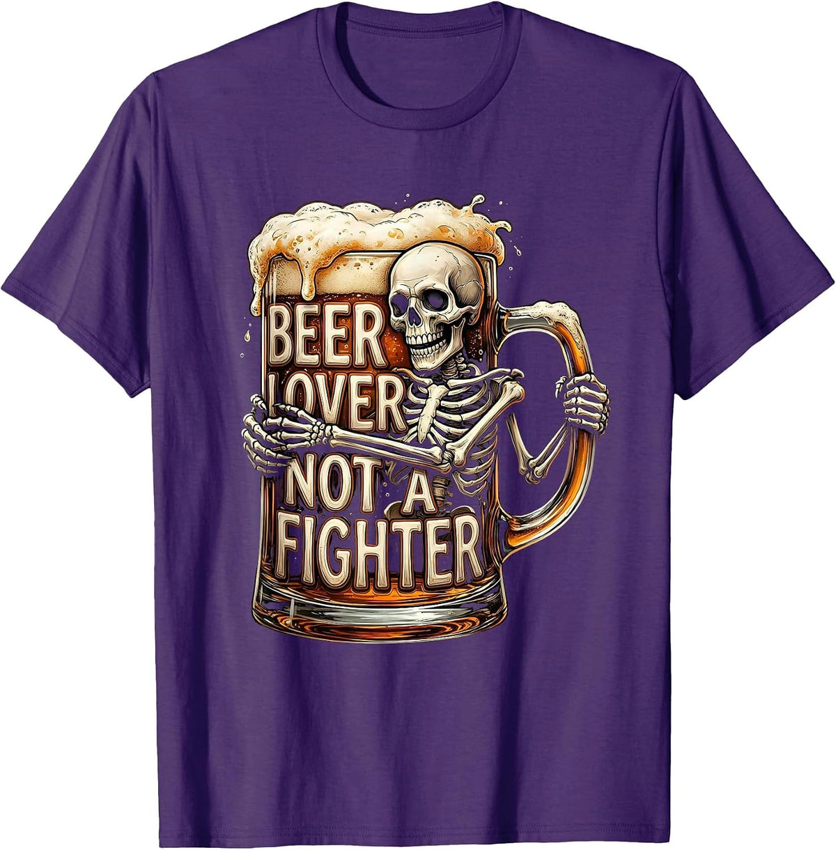 Beer Lover Not A Fighter Funny Drinking Design T-Shirt - Purple