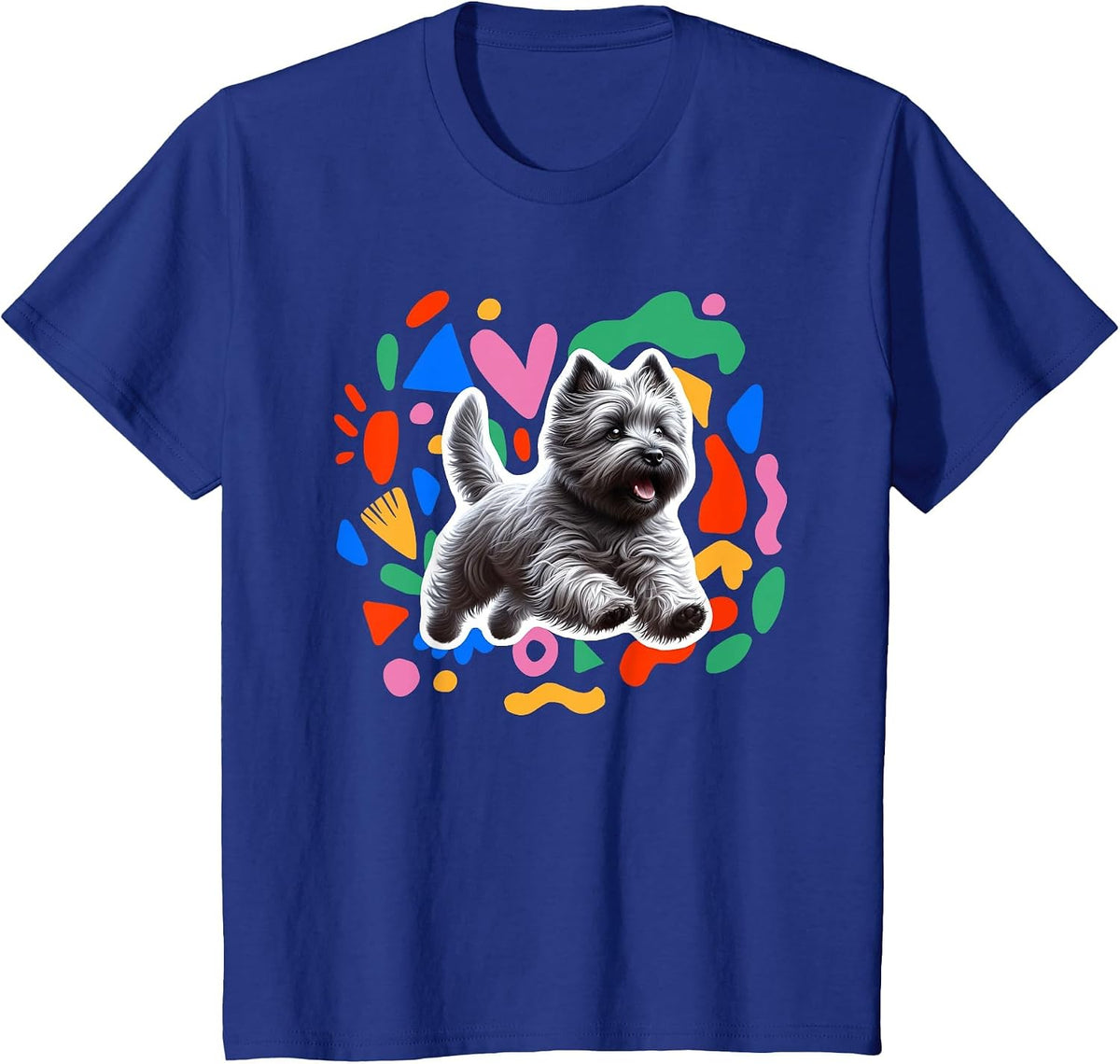 Cairn Terrier Colorful Design Dog T-Shirt - Royal Blue