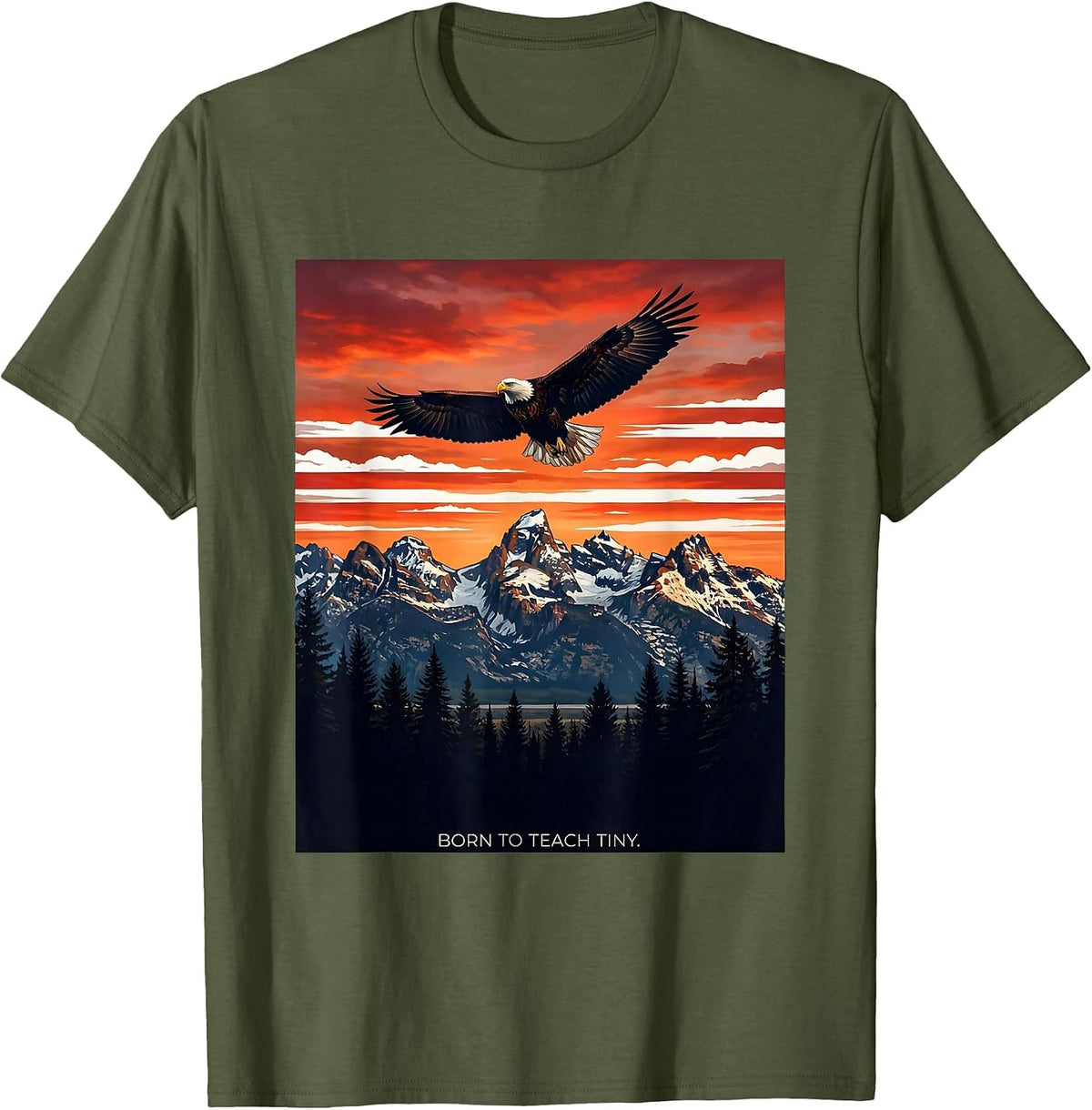 Born to Teach Tiny Pre K Teacher Design T-Shirt - Olive Green