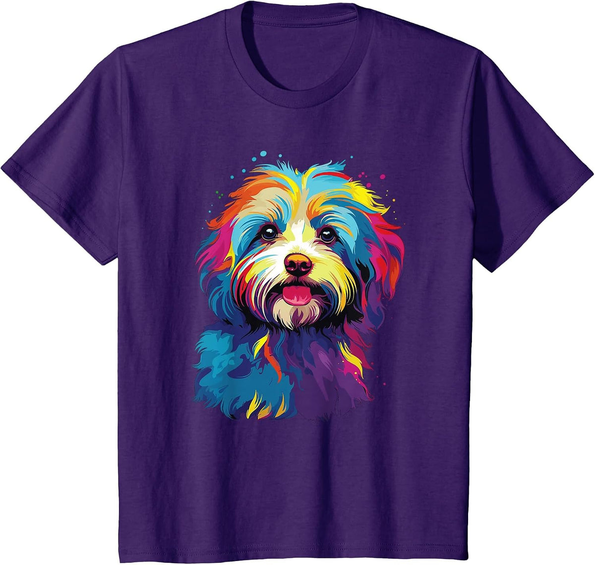 Watercolor Colorful Havanese Dog T-Shirt - Purple