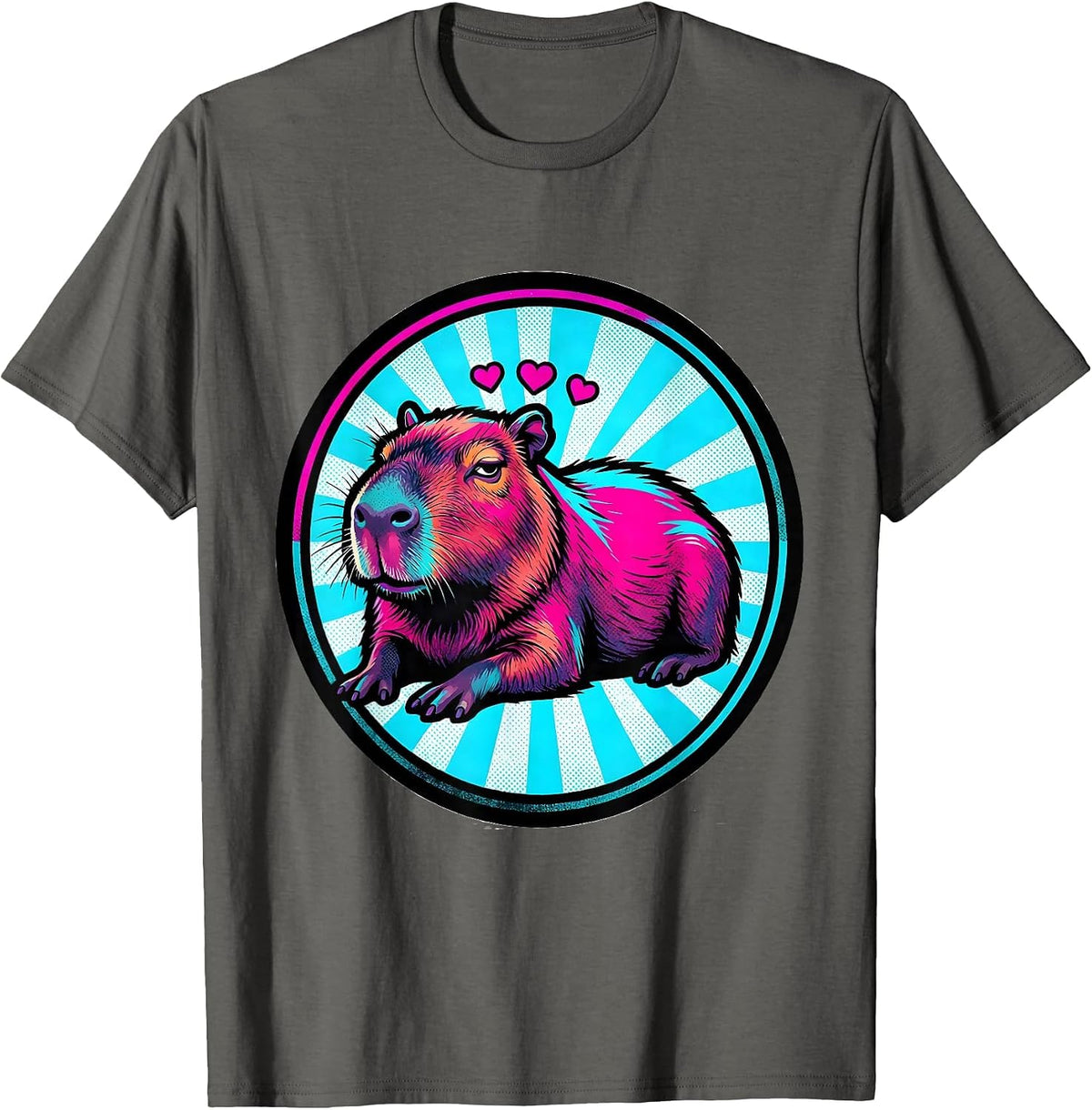 Men's Capybara Pop Art Meme Humor Funny Animal Fan T-Shirt - Asphalt Grey