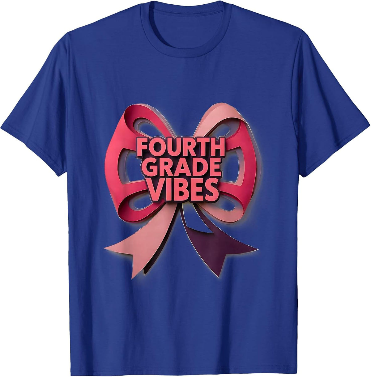 Men's Fourth Grade Vibes Coquette Bow Back to School Fourth Grade T-Shirt - Royal Blue