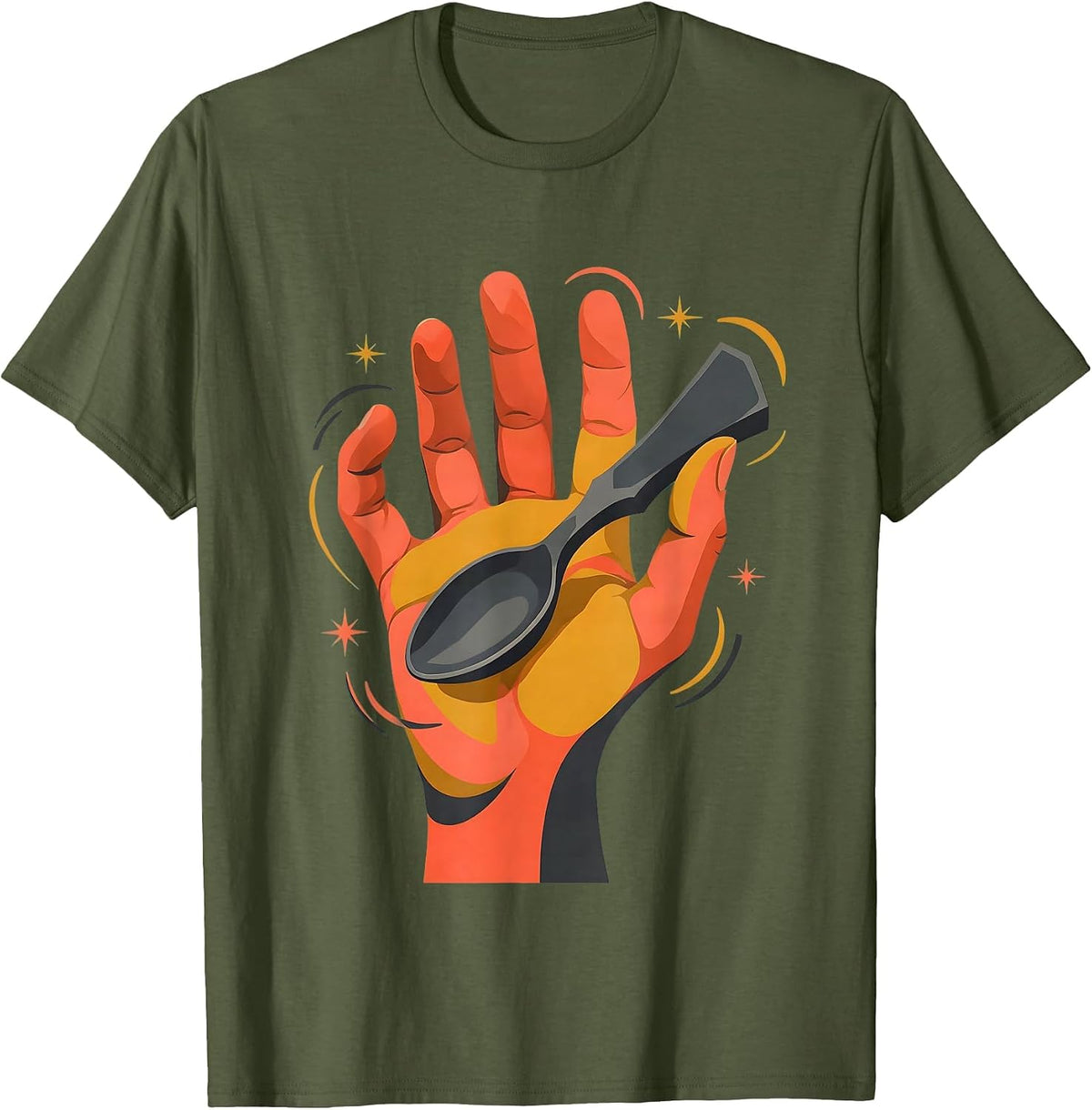 Occupational Therapy Adaptive Spoon Palm Graphic T-Shirt - Olive Green