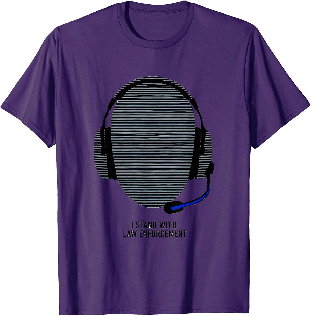 I Stand With Law Enforcement Patriotic Police Support Thin T-Shirt - Purple