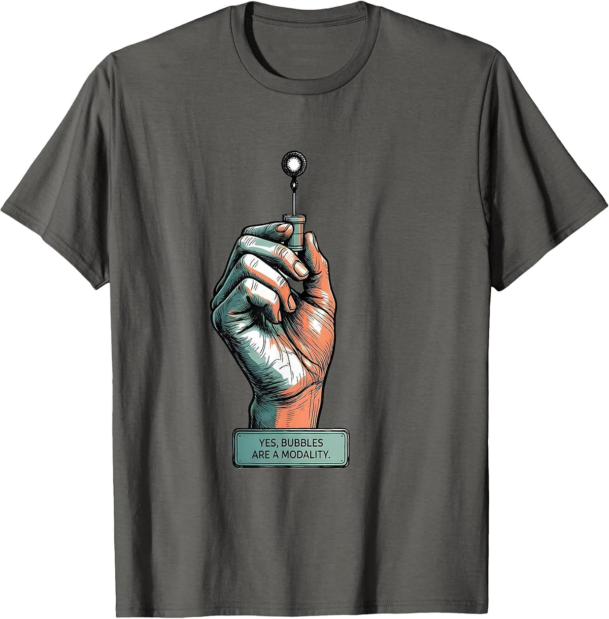 Yes, Bubbles Are A Modality Retro Occupational Therapy OT PT T-Shirt - Asphalt Grey