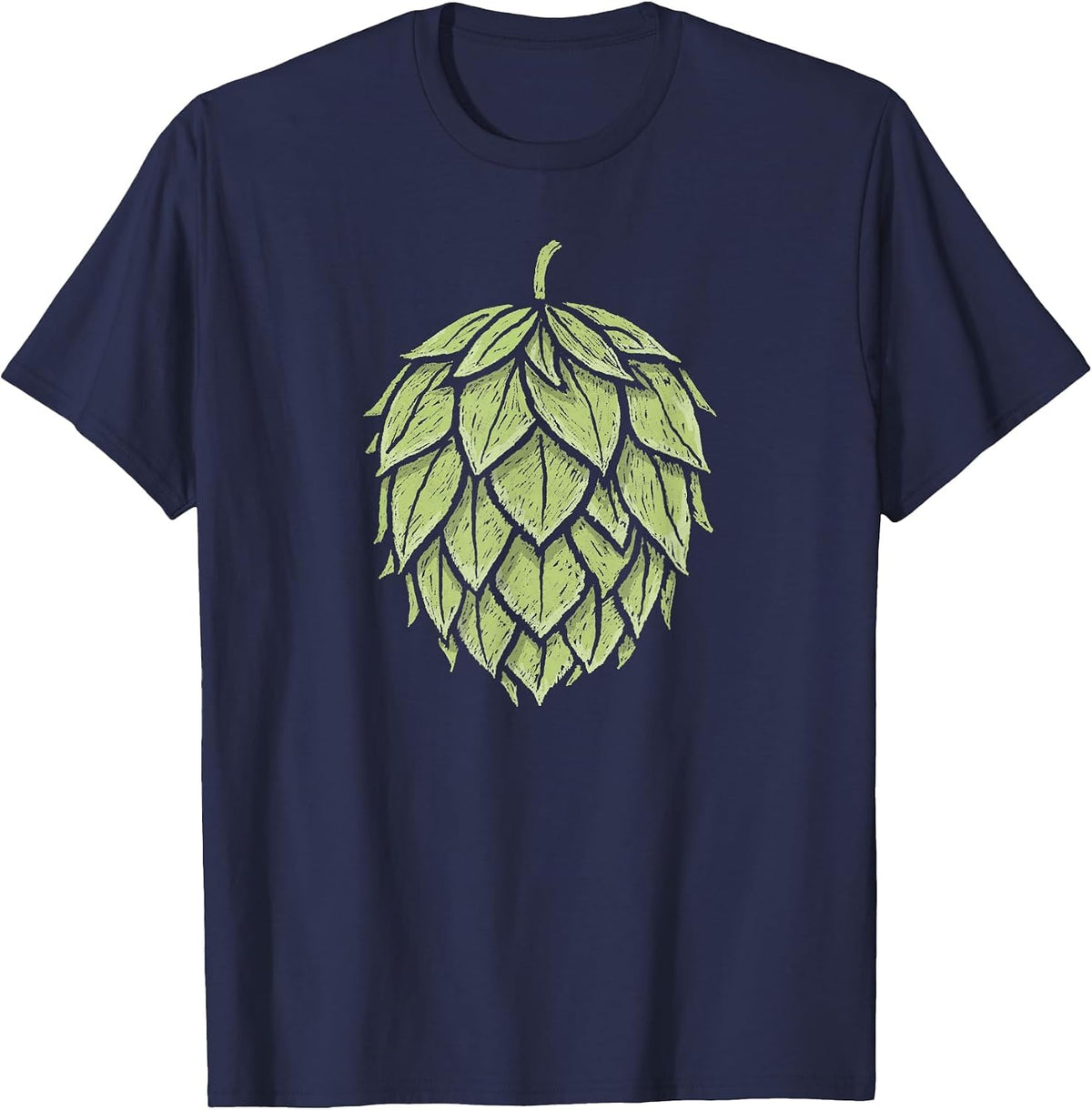 Retro Hops Lover Vintage Minimalist Beer Graphic T-Shirt - Navy Blue