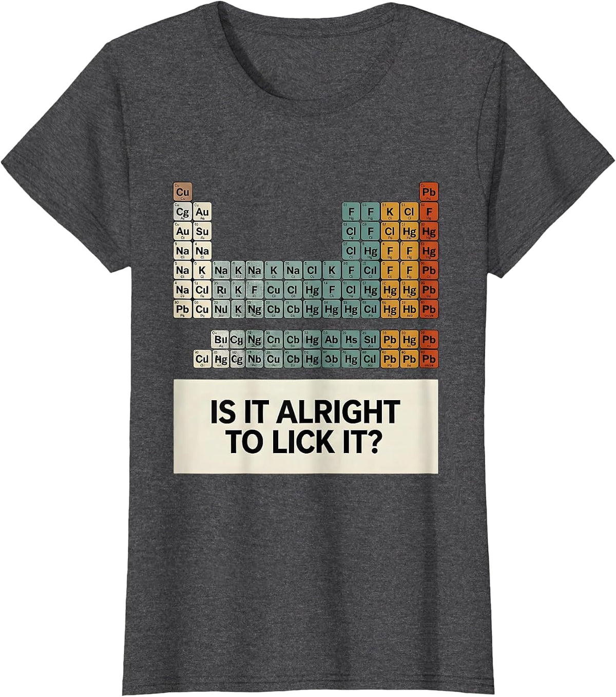 Women's Is It Alright To Lick It Funny Periodic Table Science T-Shirt - Dark Heather Grey