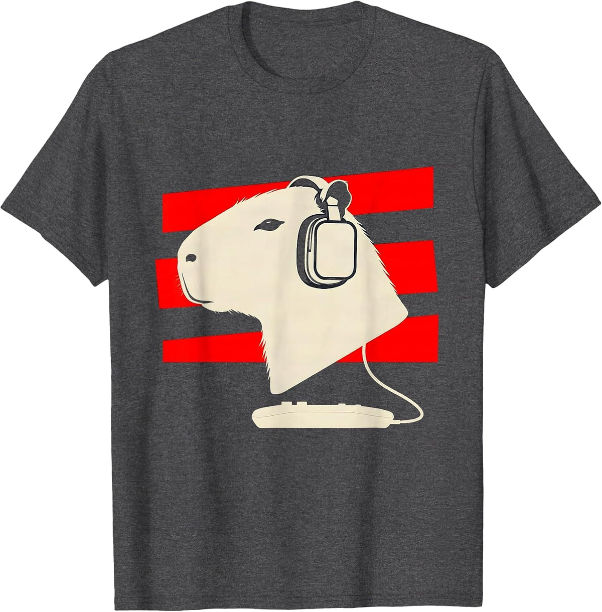 Men's Capybara Gamer Bruh Meme Humor Minimalist T-Shirt - Dark Heather Grey
