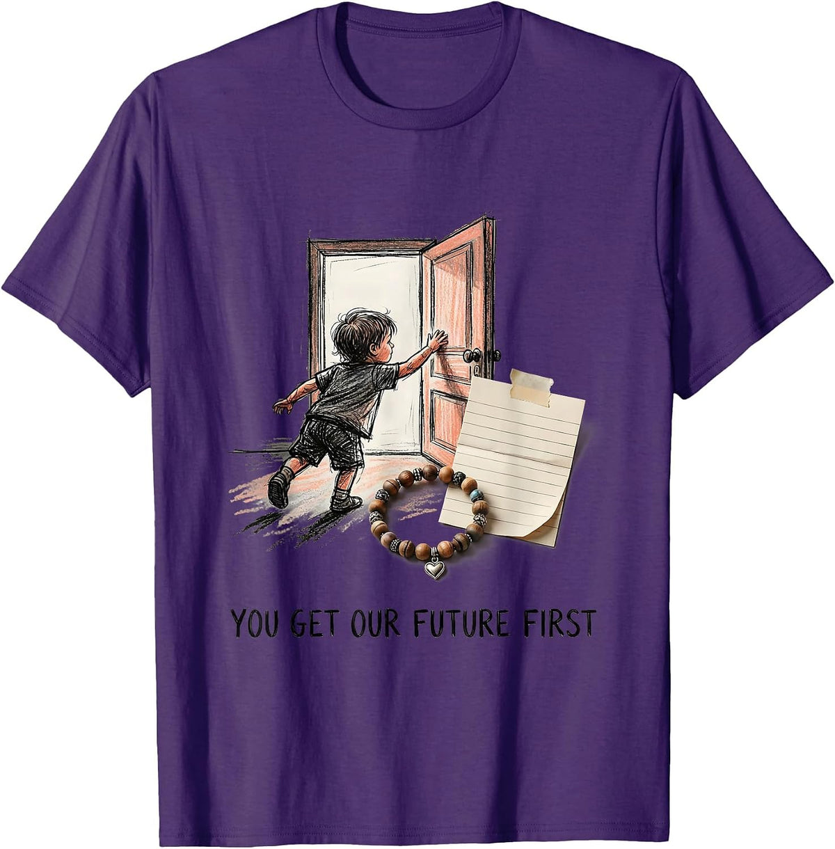 You Get Our Future First Groovy Teacher Retro Teaching T-Shirt - Purple