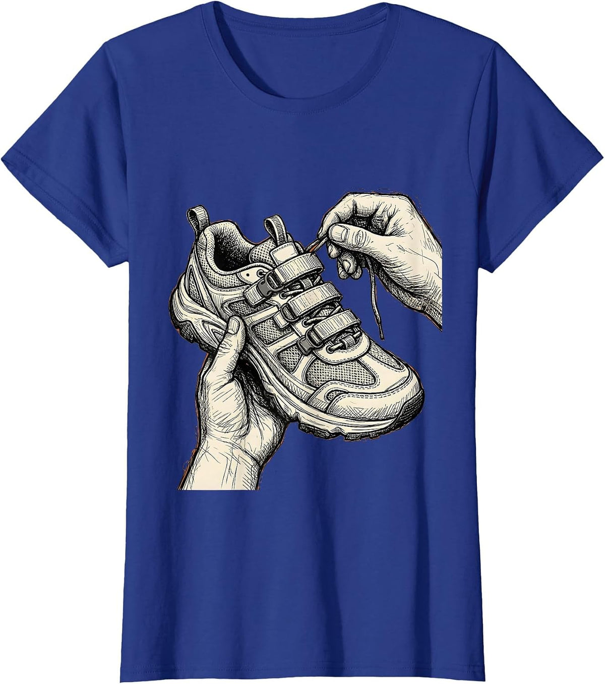 Women's Occupational Therapy Adaptive Shoe Lacing Graphic T-Shirt - Royal Blue