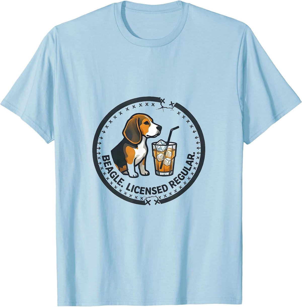 Men's Beagle Licensed Regular Minimalist Dog Breed Iced Coffee T-Shirt - Baby Blue