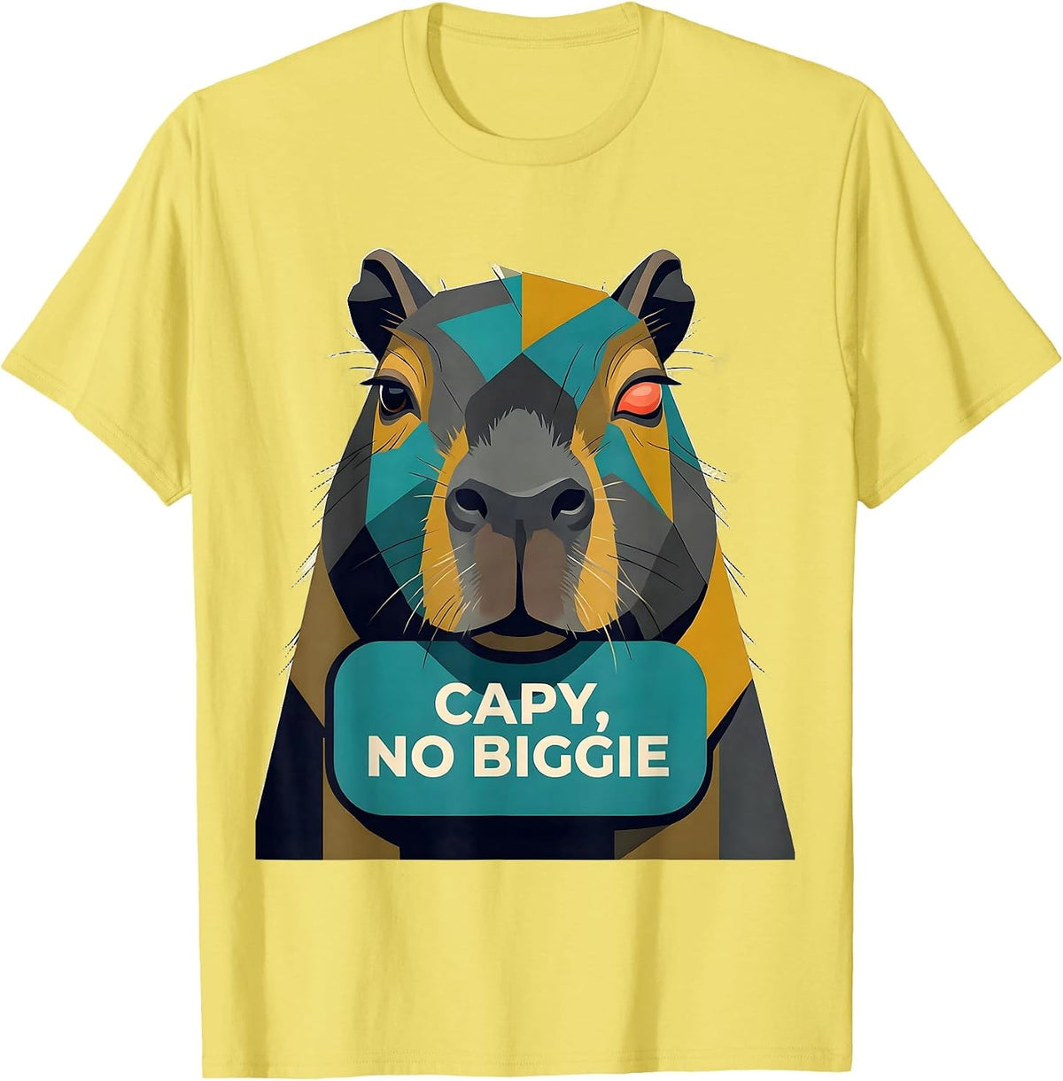 Men's Capy, No Biggie Funny Capybara Meme Gamer Humor T-Shirt - Lemon Yellow