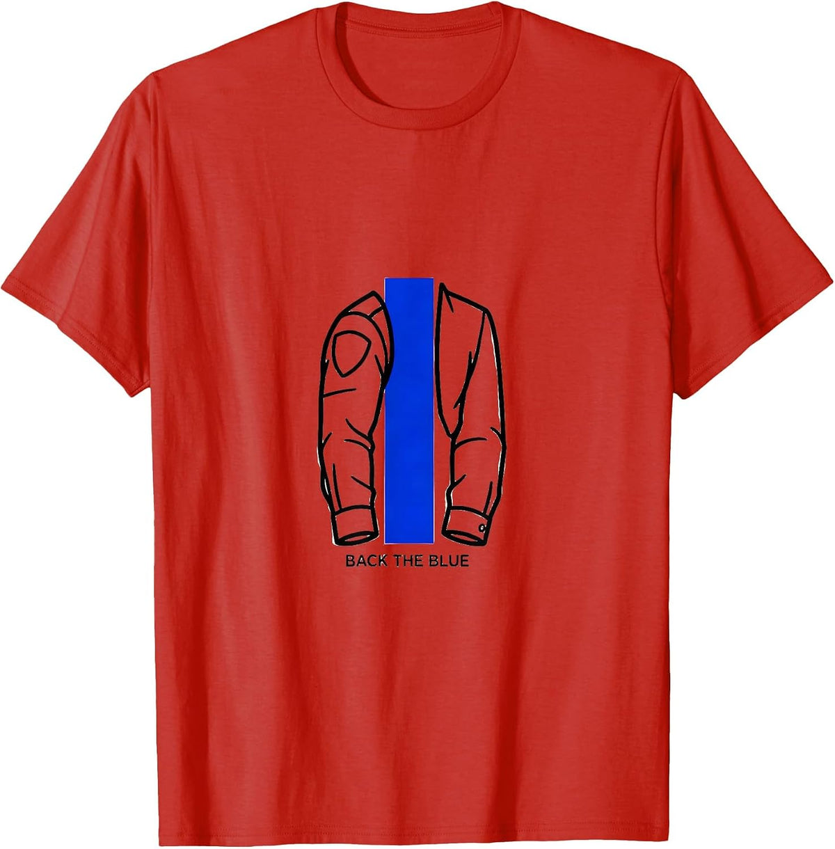 Men's Back The Blue Thin Blue Line Police Support Family Pride T-Shirt - Red