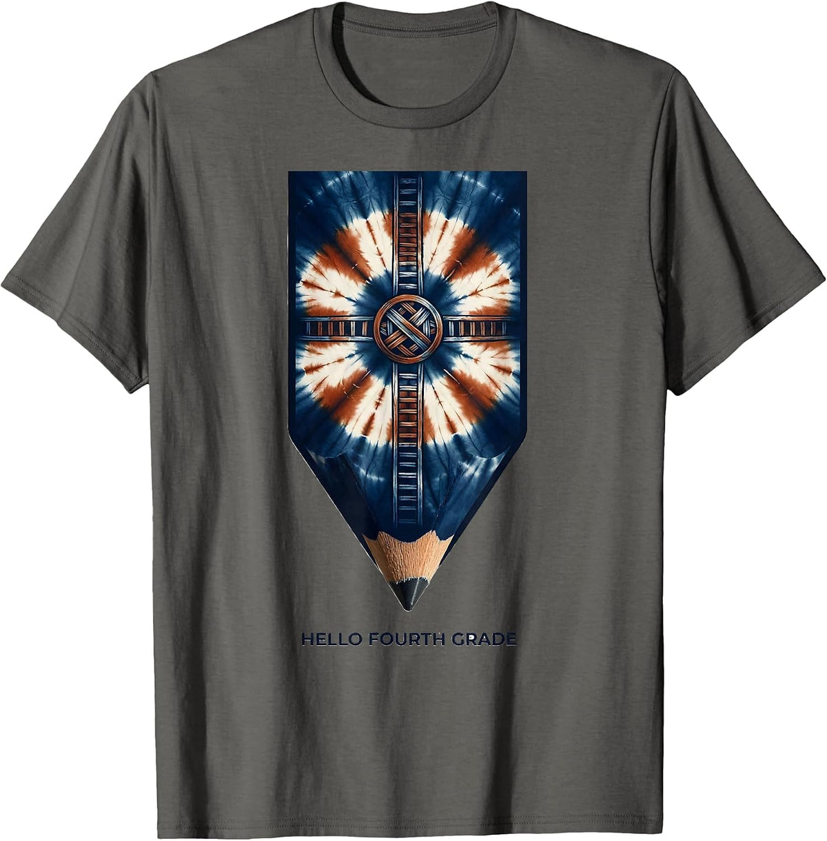 Hello Fourth Grade Shibori Resist Back To School Teacher T-Shirt - Asphalt Grey