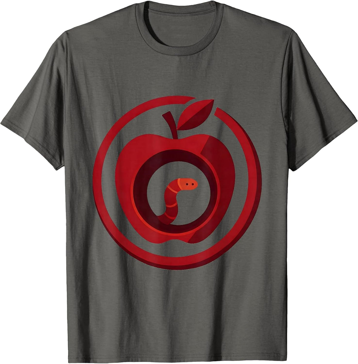 Men's English Teacher Apple Bookworm Illustration T-Shirt - Asphalt Grey