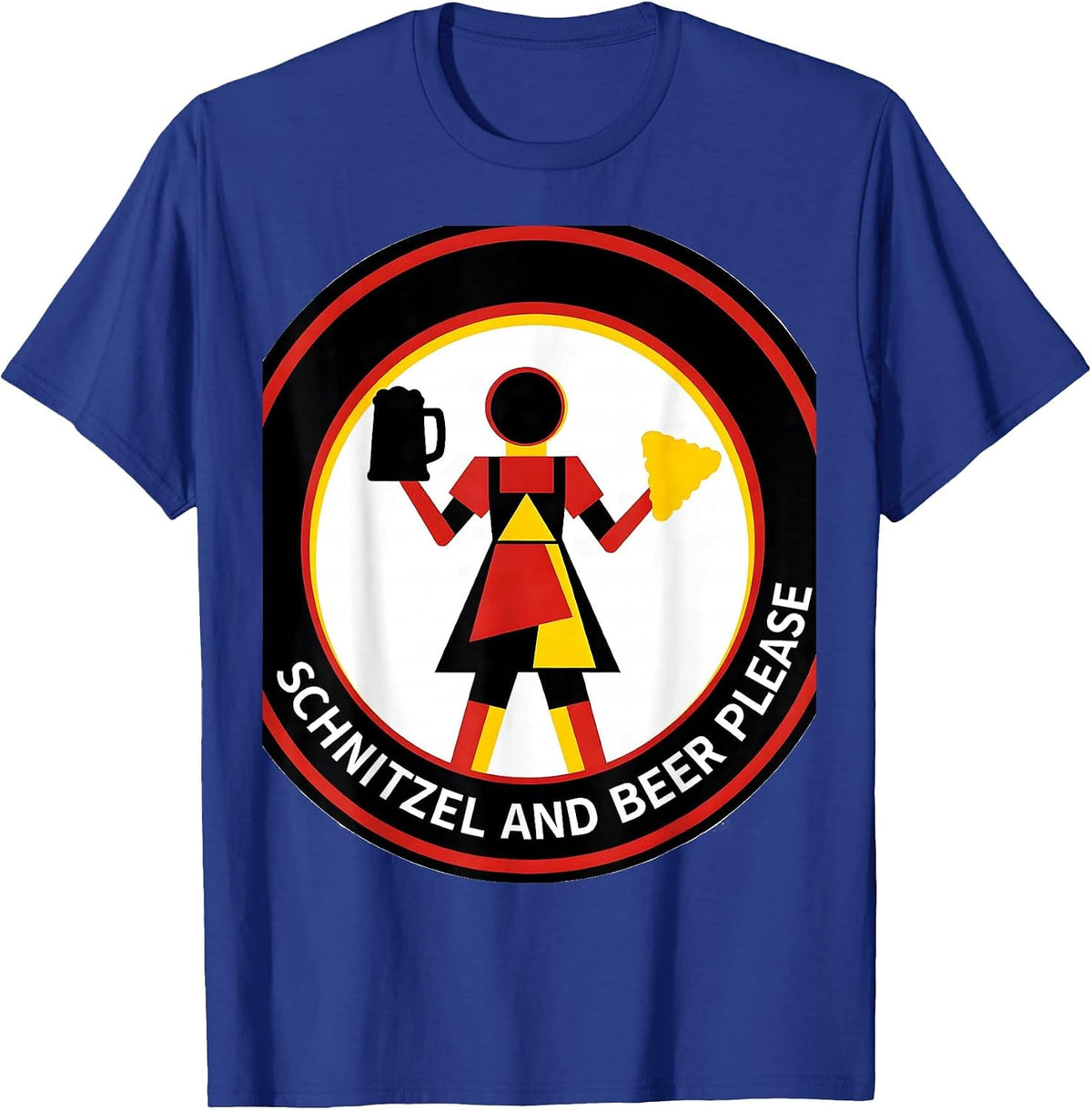 Schnitzel and Beer Please Oktoberfest Design T-Shirt - Royal Blue