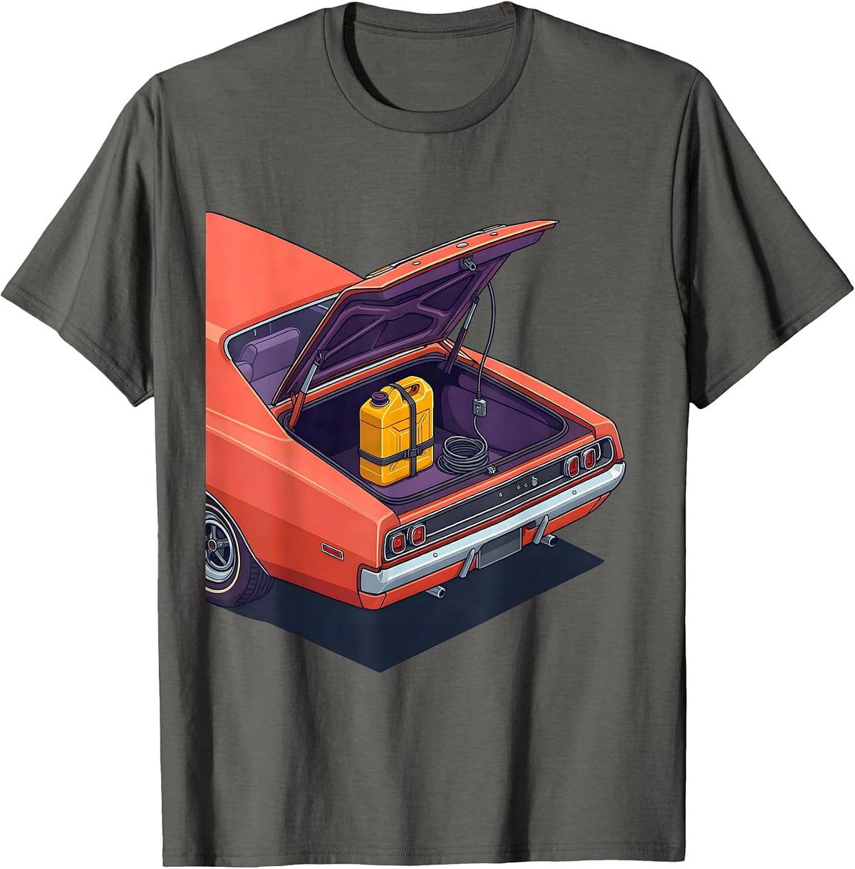 Men's Classic Muscle Car Garage Nostalgia Enthusiast T-Shirt - Asphalt Grey