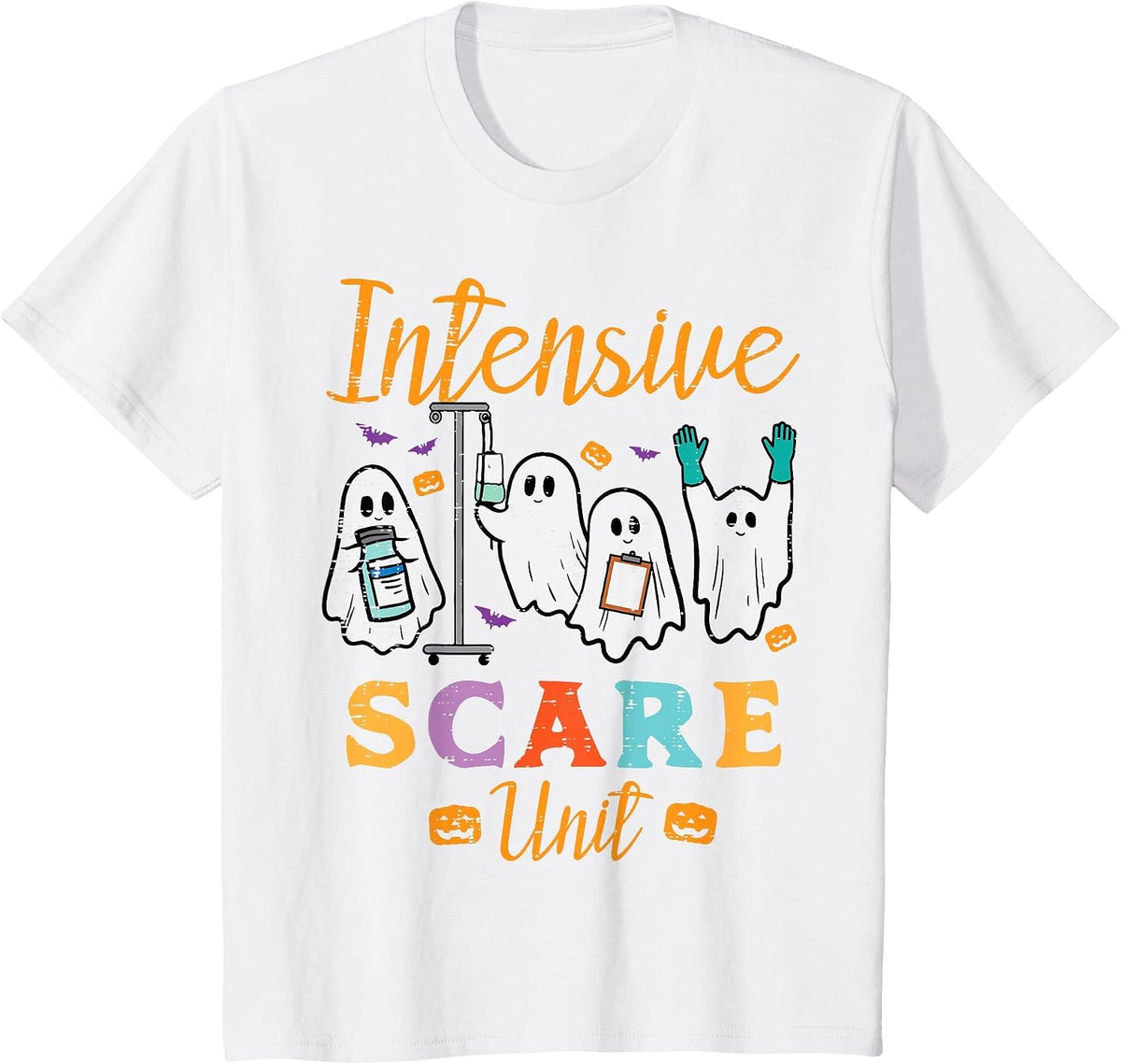 Halloween ICU Nurse Intensive Scare Unit Scrub Top Women Men T-Shirt - White