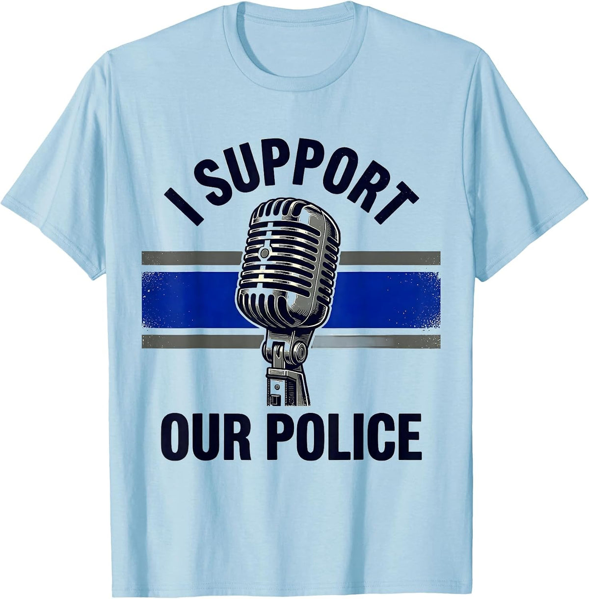 Men's I Support Our Police Vintage Thin Blue Line Police Supporter T-Shirt - Baby Blue