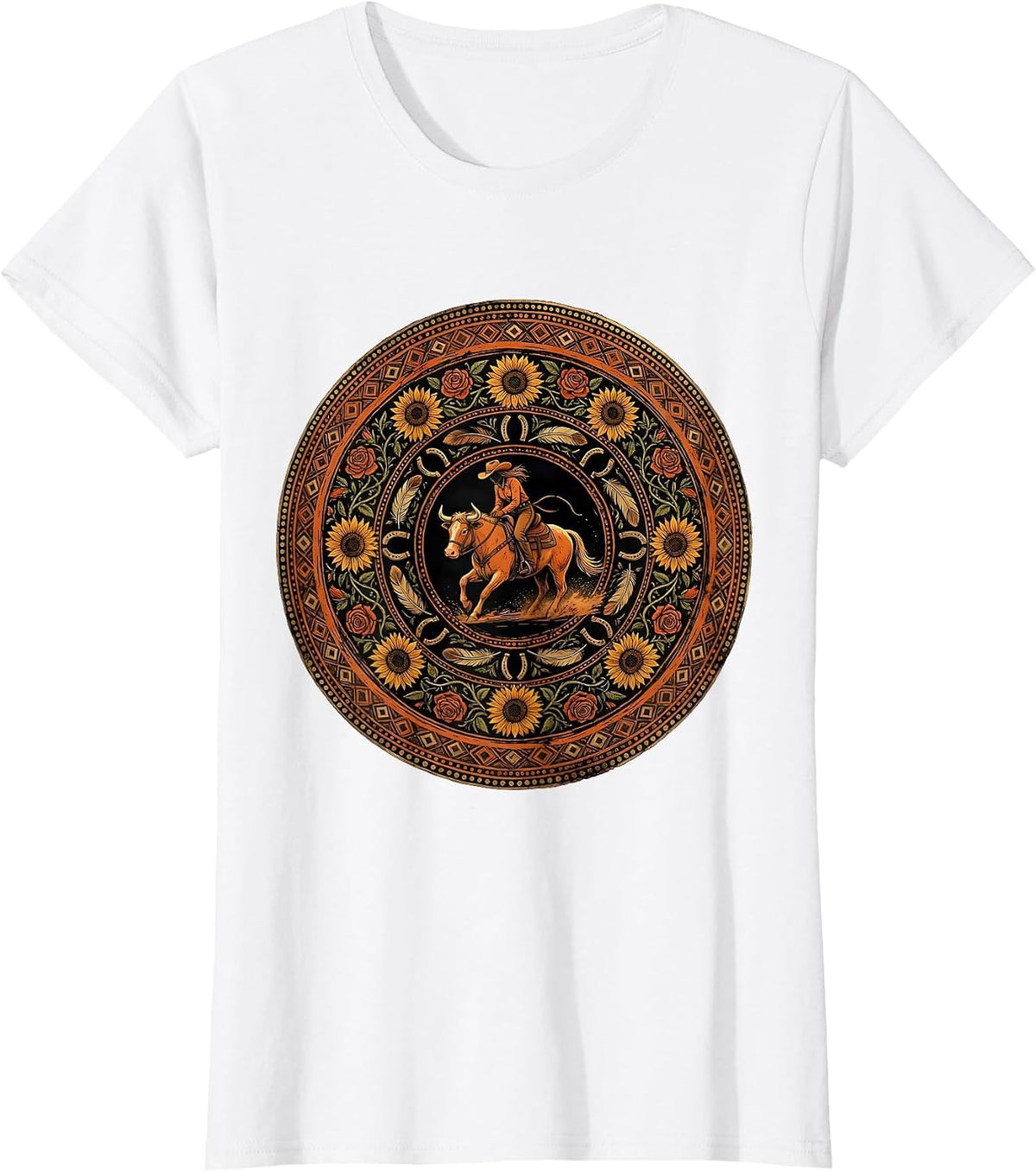 Rodeo Barrel Racing Cowgirl Graphic Tee T-Shirt - White