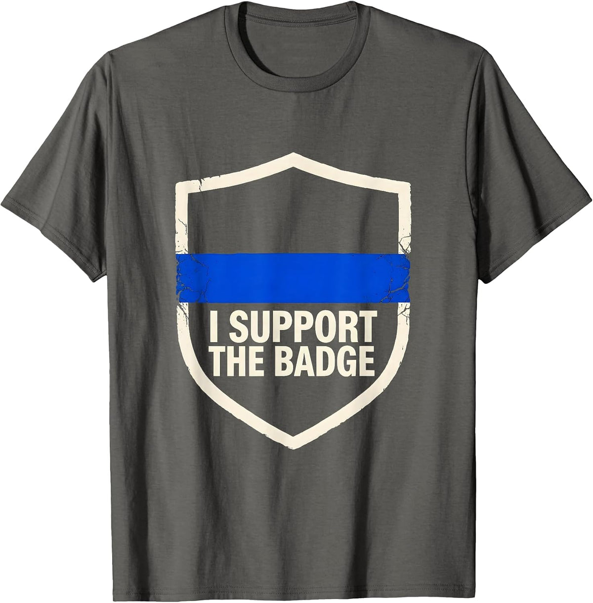 Men's I Support The Badge Thin Blue Line Police Support Family T-Shirt - Asphalt Grey