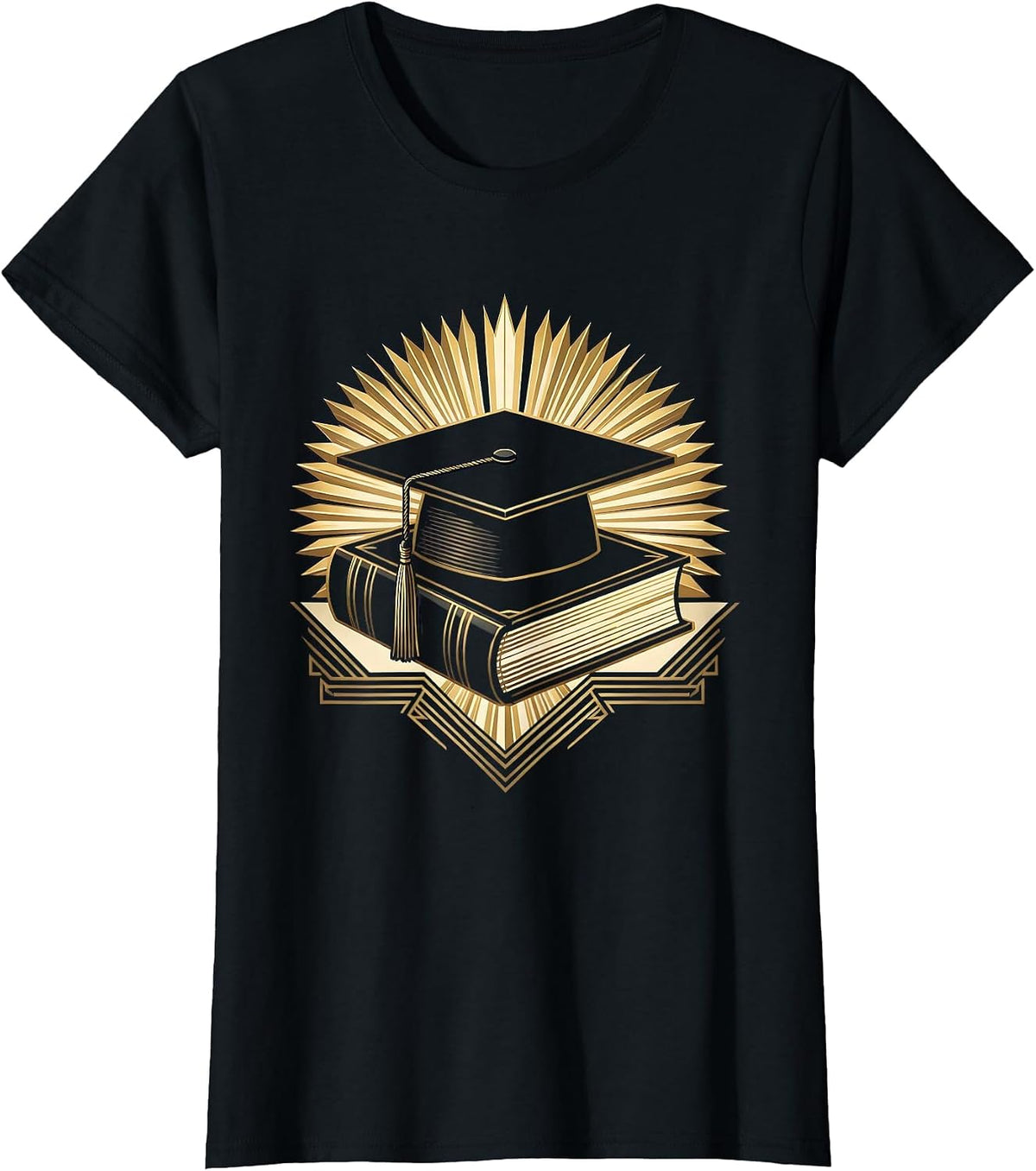 Women's English Teacher Graduation Cap Dictionary Graphic T-Shirt - Black