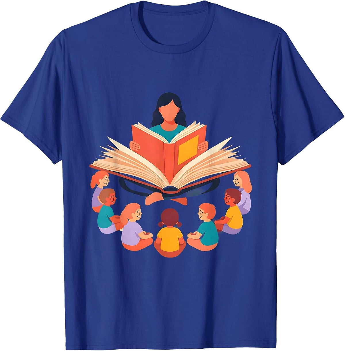 Men's Preschool Teacher Reading to Children Graphic T-Shirt - Royal Blue