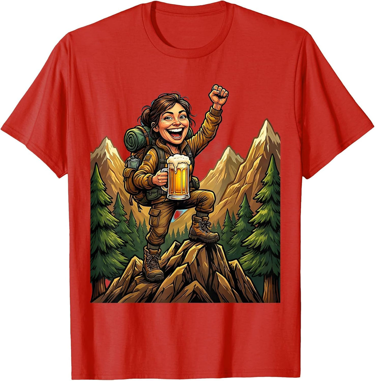 Men's Mountain Hiker Beer Summit Celebration Graphic T-Shirt - Red