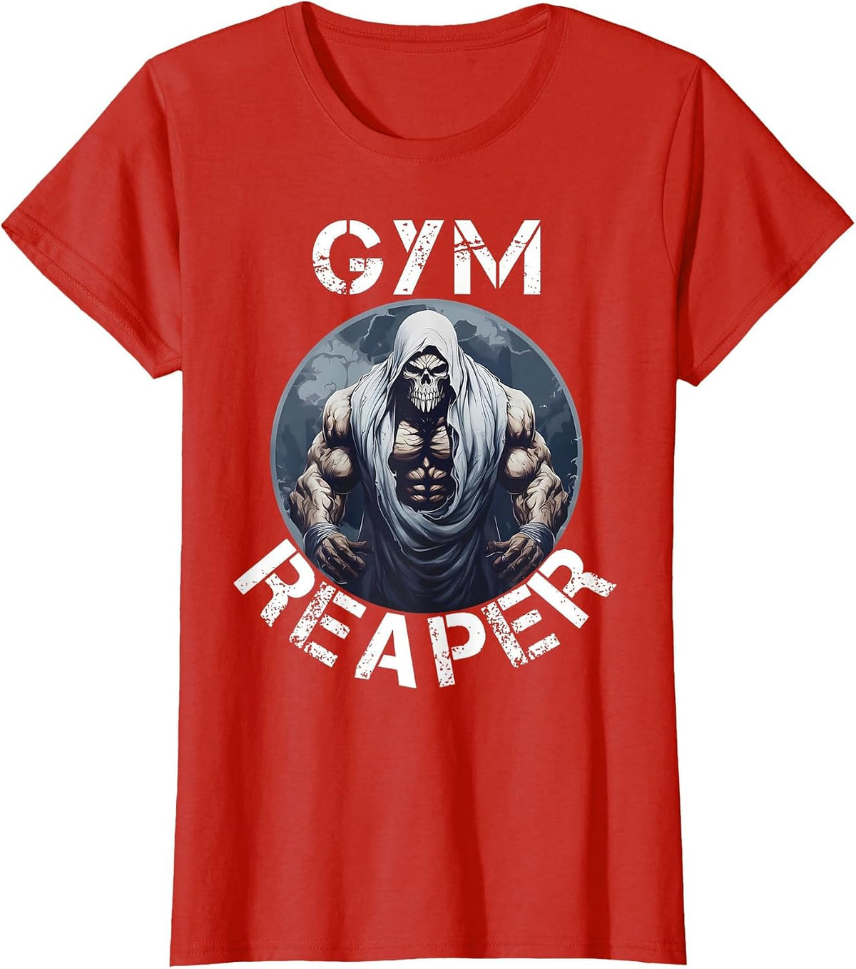 Gym Reaper Fitness Halloween Skeleton Workout Bodybuilding T-Shirt - Red