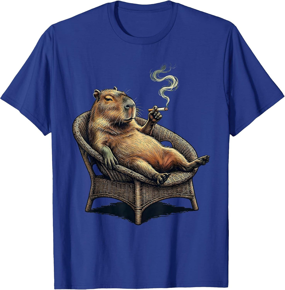 Sleepy Capybara Stoner Humor Cannabis 420 T-Shirt - Royal Blue