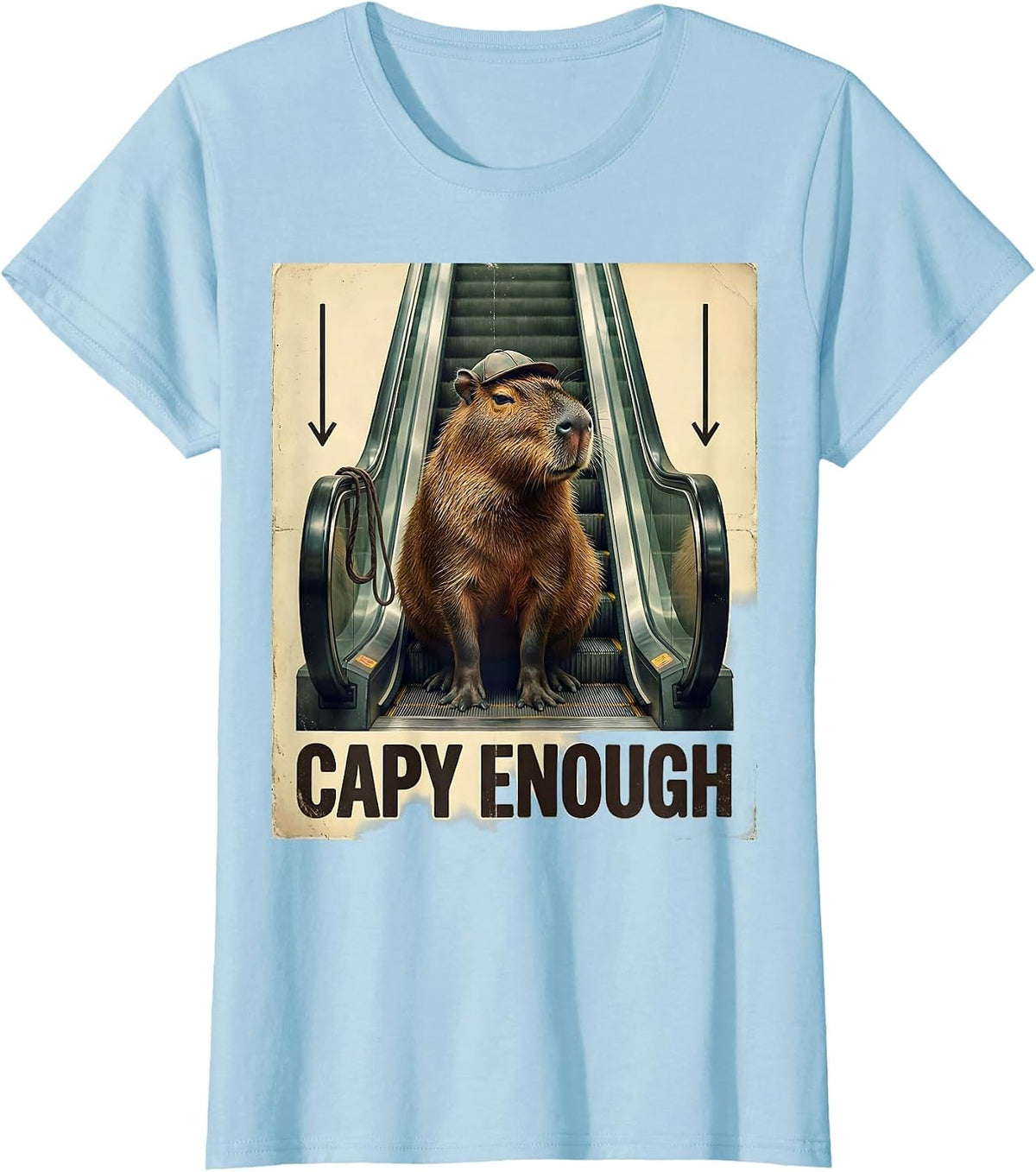 Capy Enough Vintage Funny Capybara Animal Meme Humor T-Shirt - Baby Blue