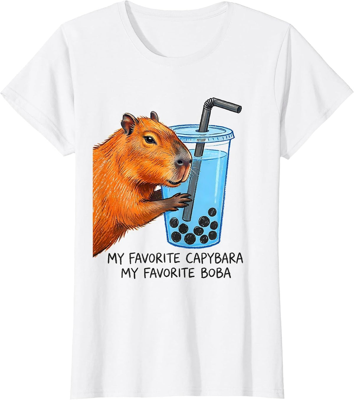 My Favorite Capybara My Favorite Boba Cute Kawaii Anime T-Shirt - White