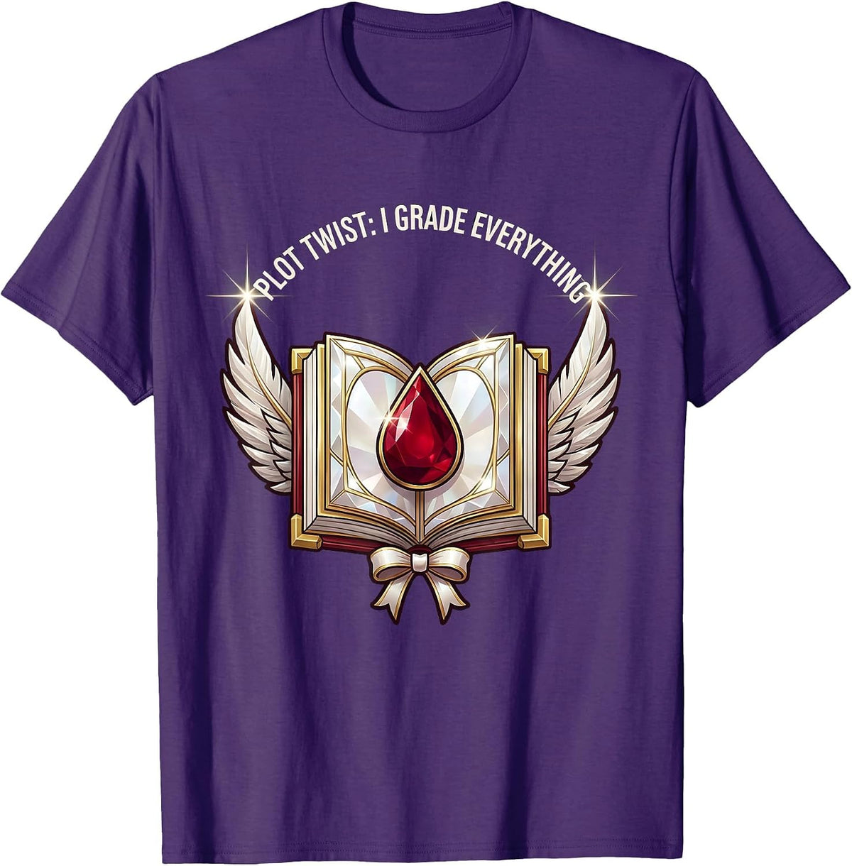 Men's Plot Twist I Grade Everything English Teacher Design T-Shirt - Purple