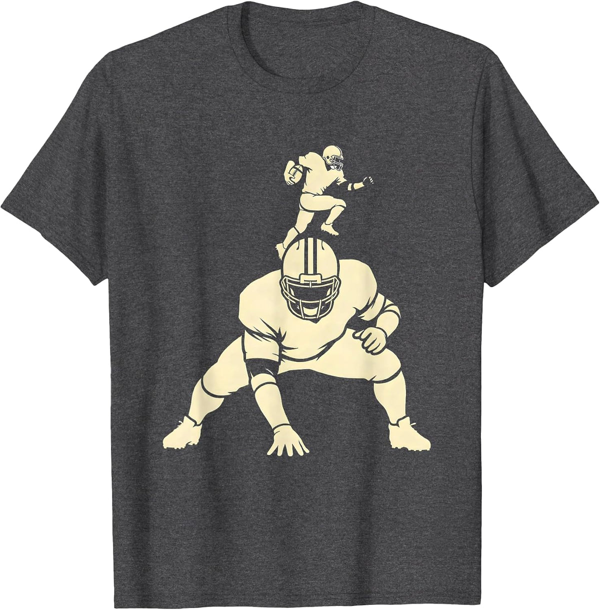 Lineman Silhouette Football Fan Humor T-Shirt - Dark Heather Grey