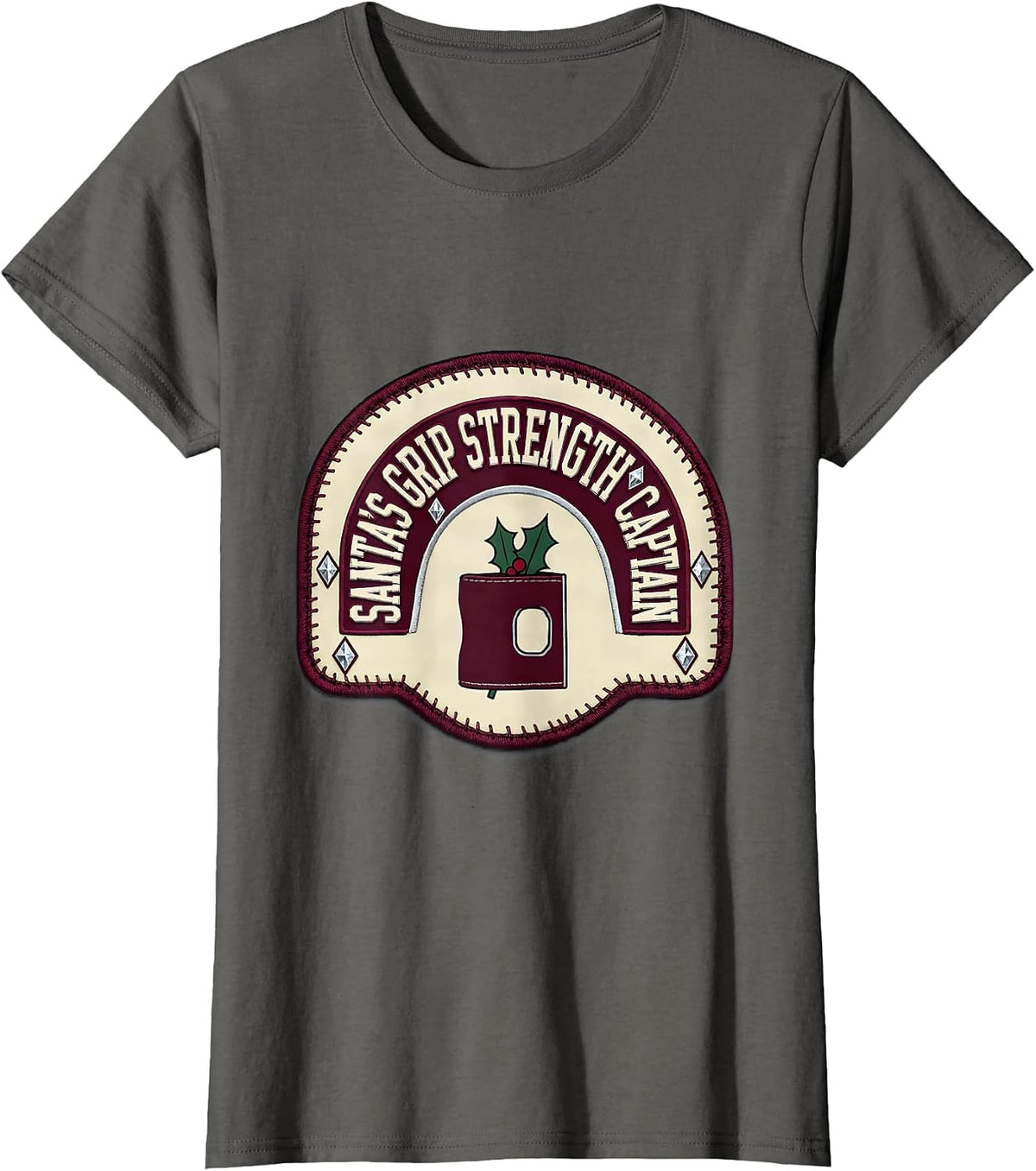 Women's Santa's Grip Strength Captain Occupational Therapy Christmas T-Shirt - Asphalt Grey