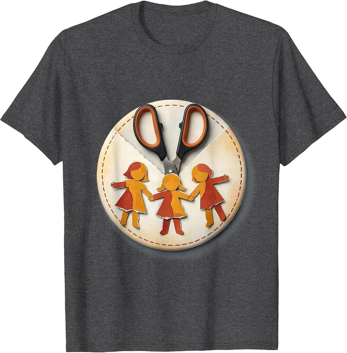 Men's Preschool Teacher Scissors Paper Chain Children Graphic T-Shirt - Dark Heather Grey