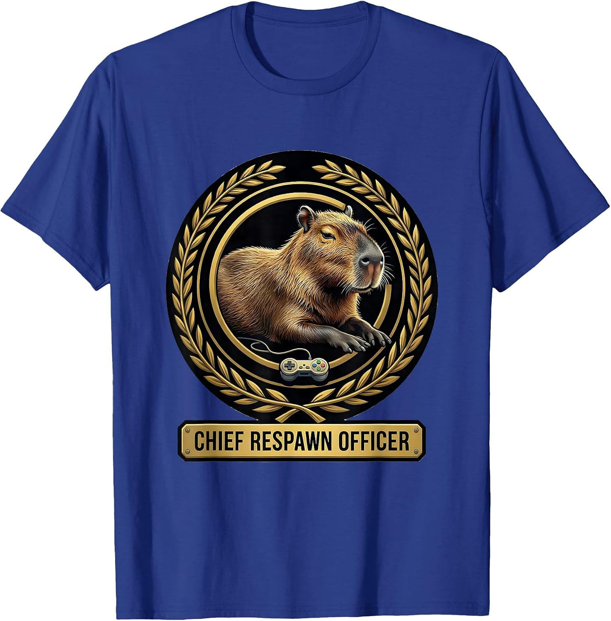 Chief Respawn Officer Funny Capybara Gamer Meme Humor T-Shirt - Royal Blue