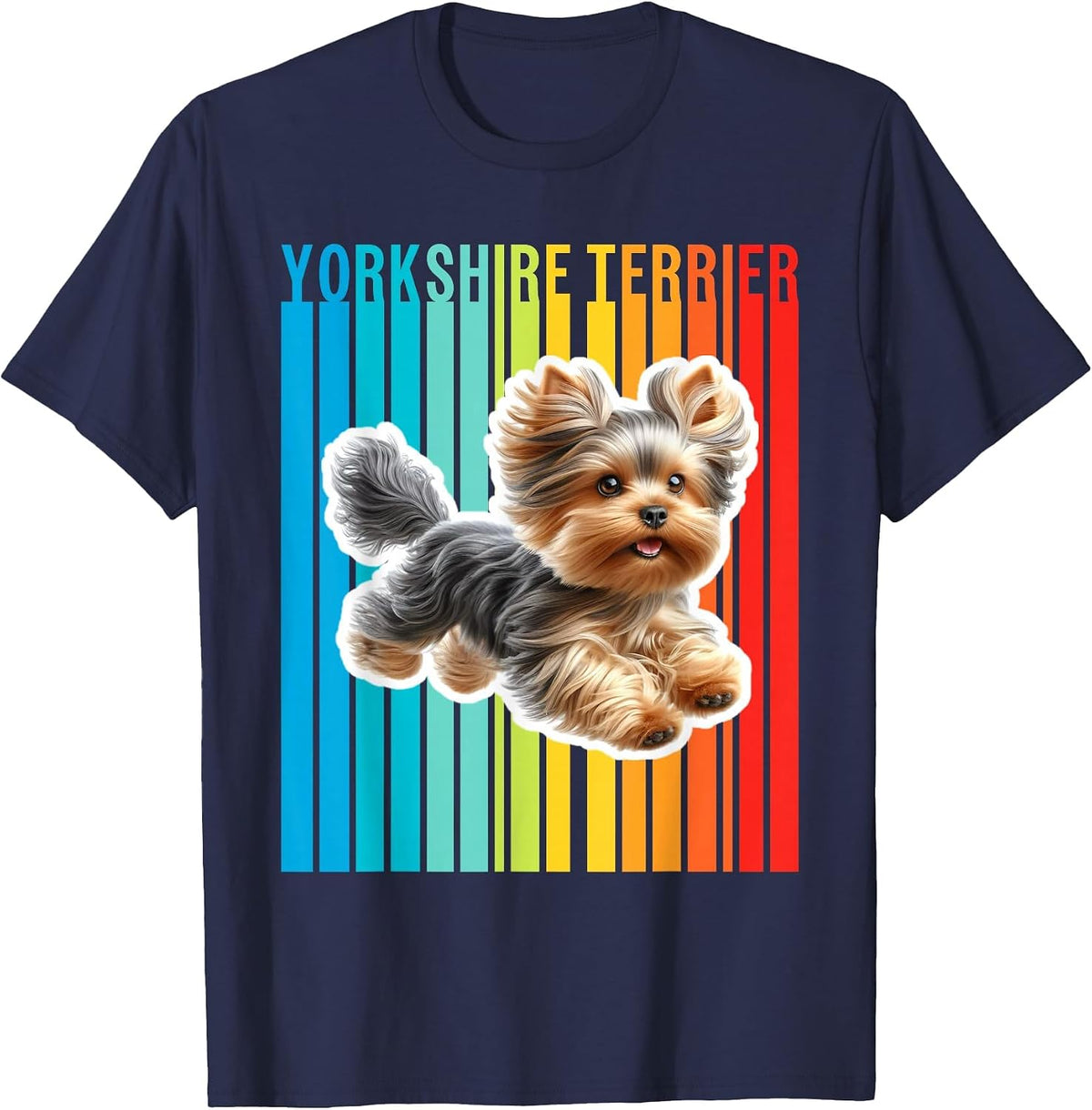 Colourful Yorkshire Terrier T-Shirt - Navy Blue