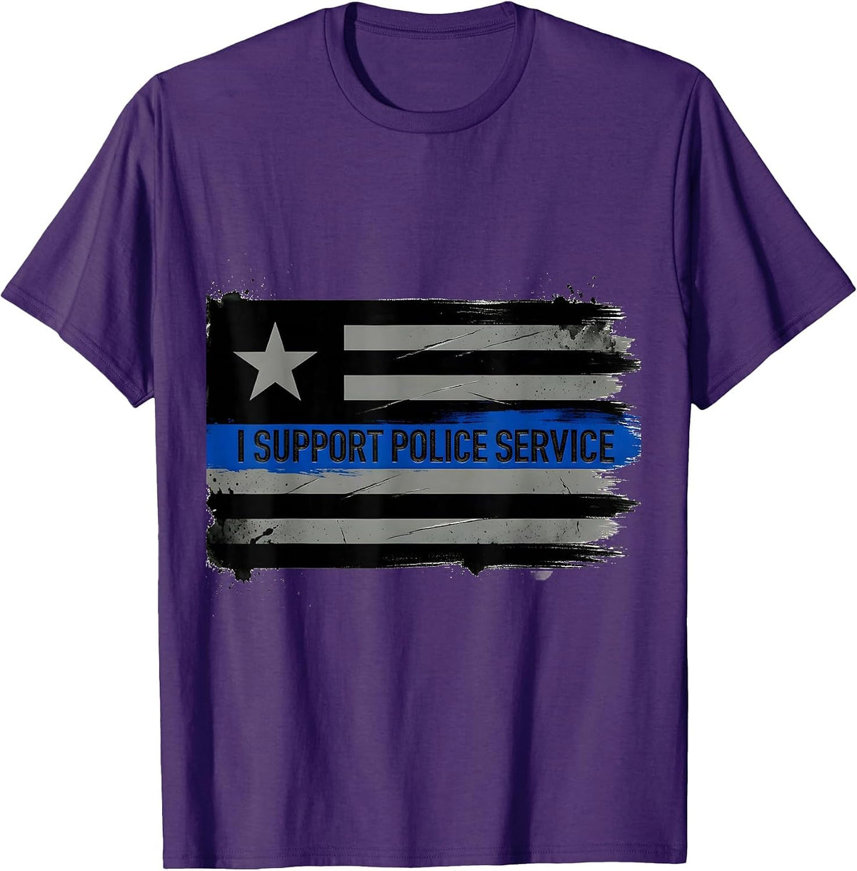 Men's I Support Police Service Thin Blue Line Law Enforcement T-Shirt - Purple