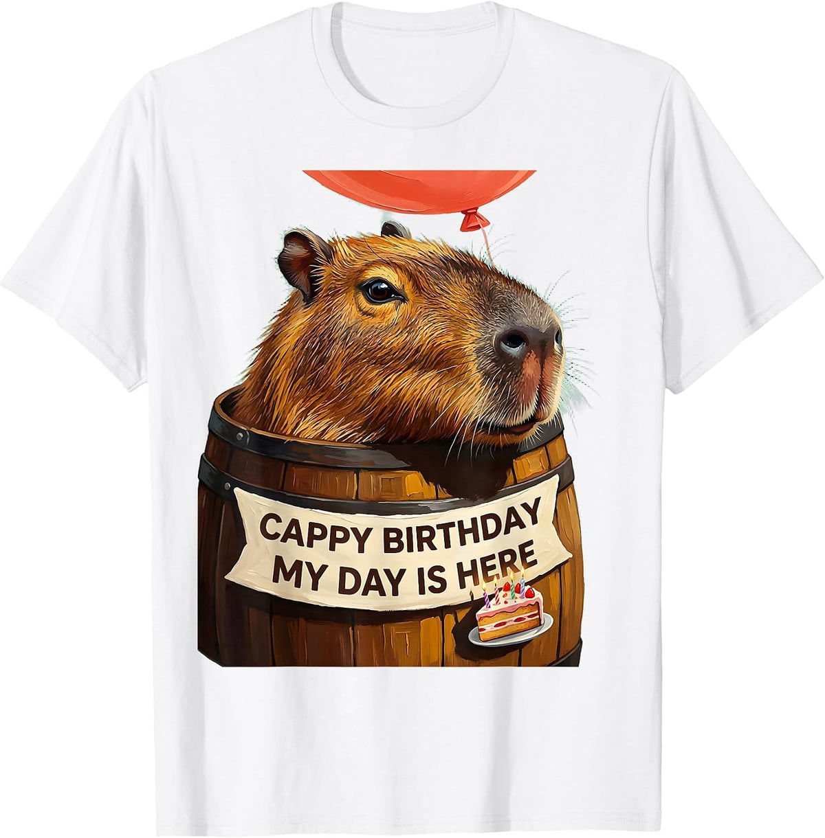 Men's Cappy Birthday My Day Is Here Kawaii Capybara Birthday Girl T-Shirt - White
