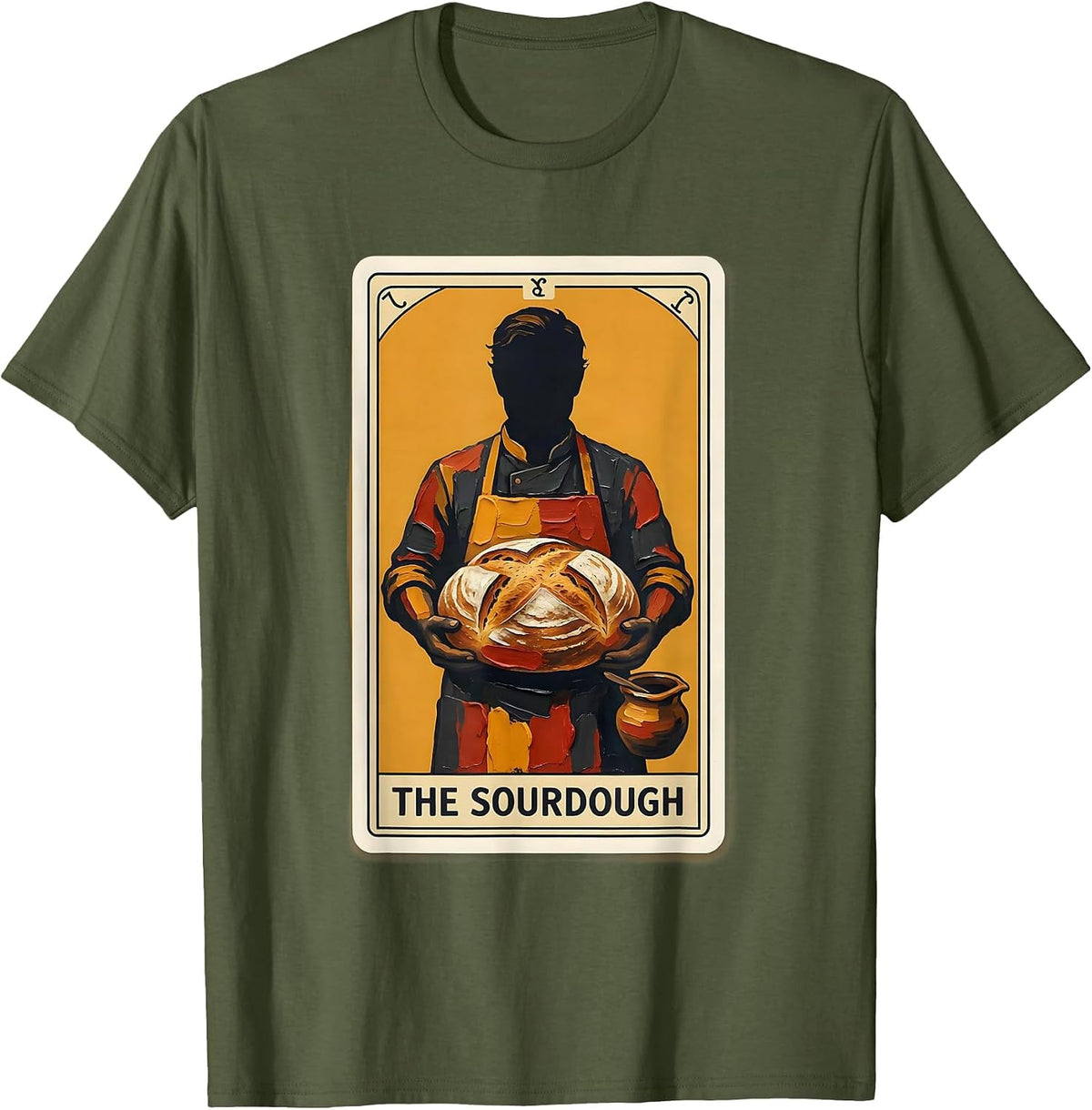 The Sourdough Tarot Card Baker Humor Gift T-Shirt - Olive Green