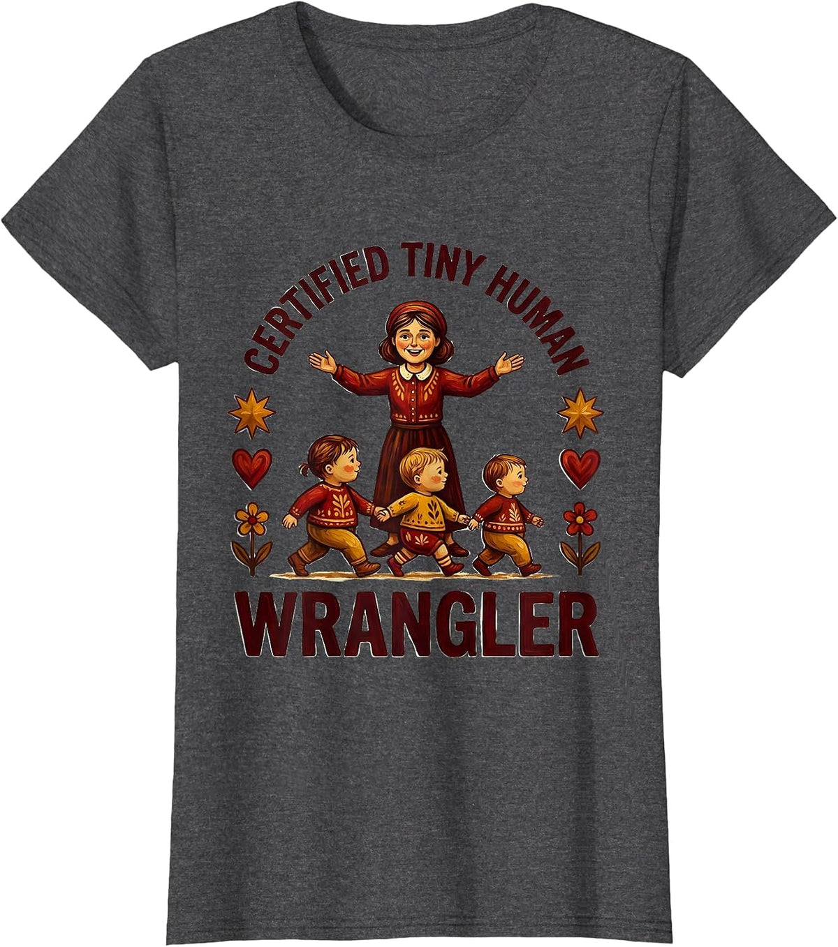 Women's Certified Tiny Human Wrangler Preschool Teacher T-Shirt - Dark Heather Grey