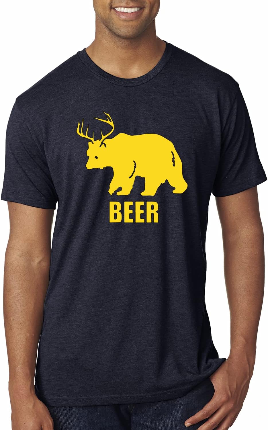 It's Beer O'Clock Watch Face Drinking Drinking Mens Premium Tri Blend T-Shirt - Vintage Navy\/Deer