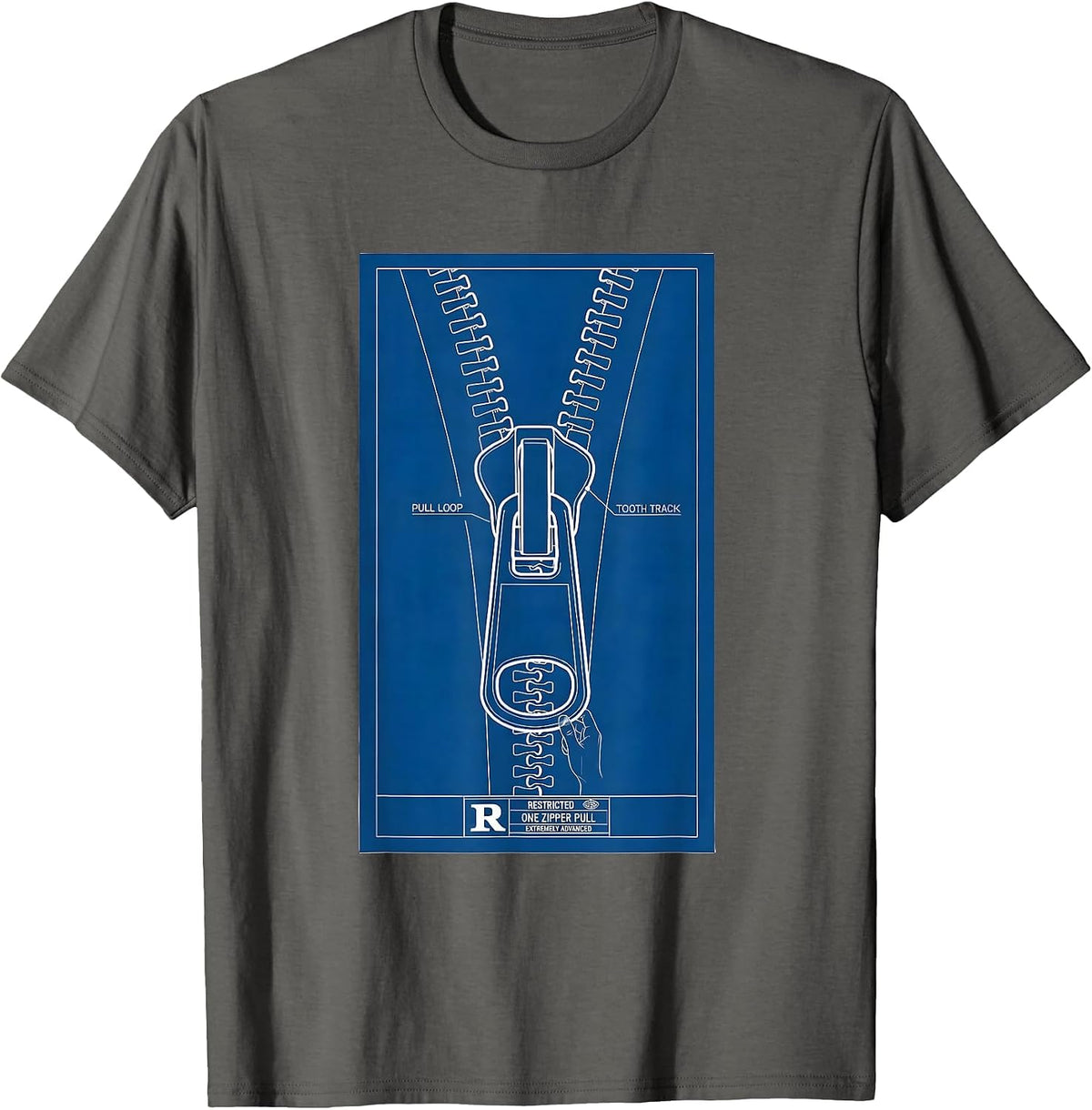 Restricted: One Zipper Pull, Extremely Advanced Occupational T-Shirt - Asphalt Grey