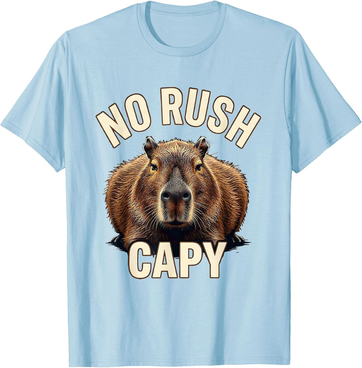 Men's No Rush Capy Funny Capybara Animal Meme Gamer Humor T-Shirt - Baby Blue