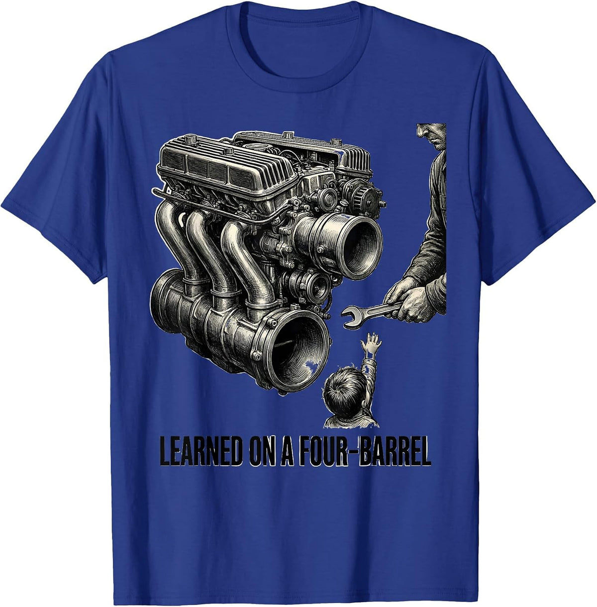 Men's Learned On A Four-Barrel Vintage Retro Muscle Car Drag T-Shirt - Royal Blue